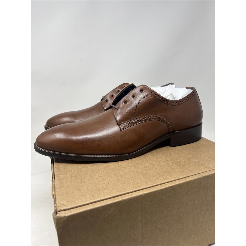 Johnston & Murphy Stockton Plain Toe Shoes US 10 M Brown Dress Lace-Up Shoe NEW